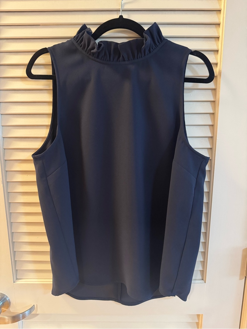 J.Crew Navy Ruffle-Neck Sleeveless Top
